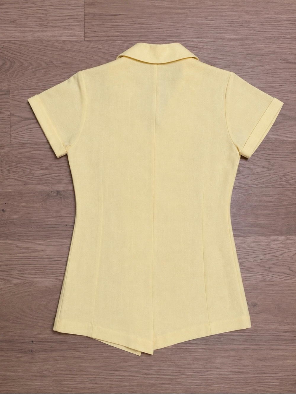 Mumu Yellow Double-Breasted Linen Blend Romper - Picture 2 of 4